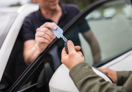 man collecting the car he subscribed