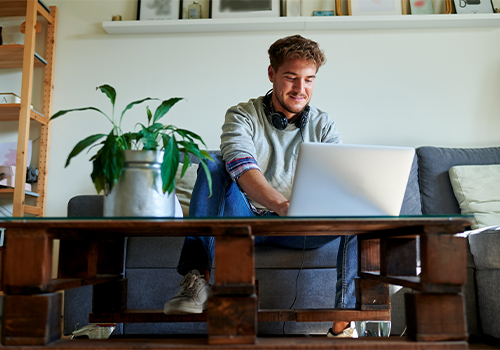 Man renewing his driving license from home.
